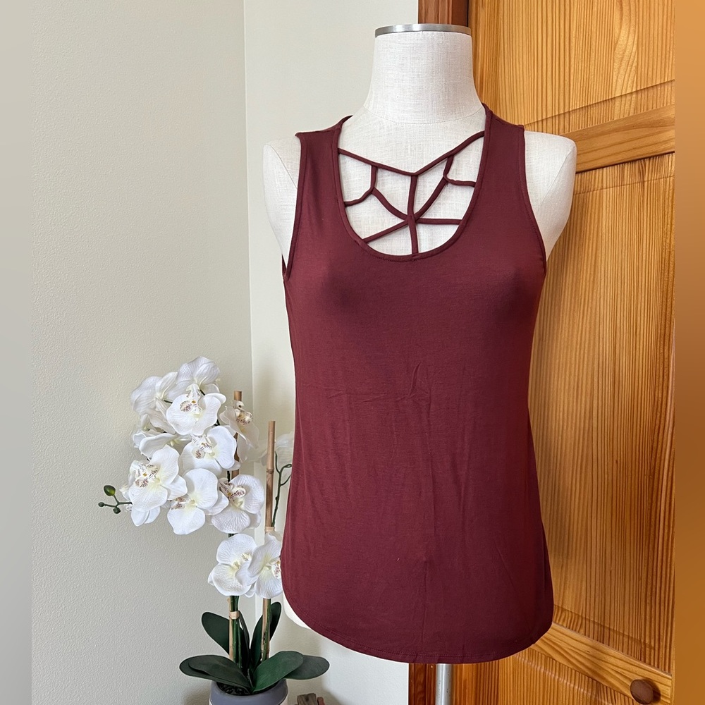 NWT Maurices Small Tank w/ Strap Neckline Small Boho Gypsy Rust Burnt Orange - Picture 2 of 8